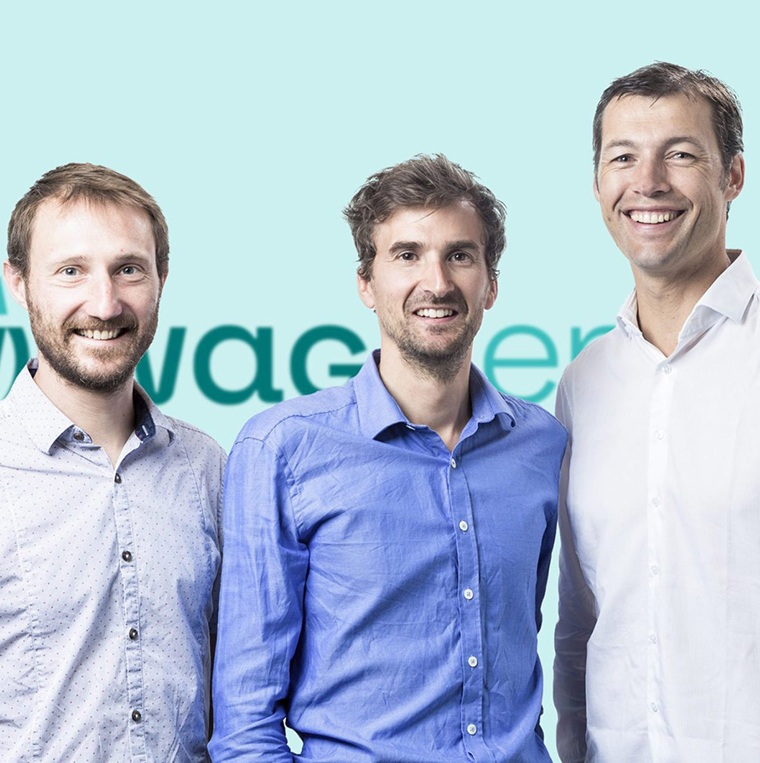 Photo of Waga Energy founders: Nicolas Paget, Guénaël Prince, Mathieu Lefebvre. Phone