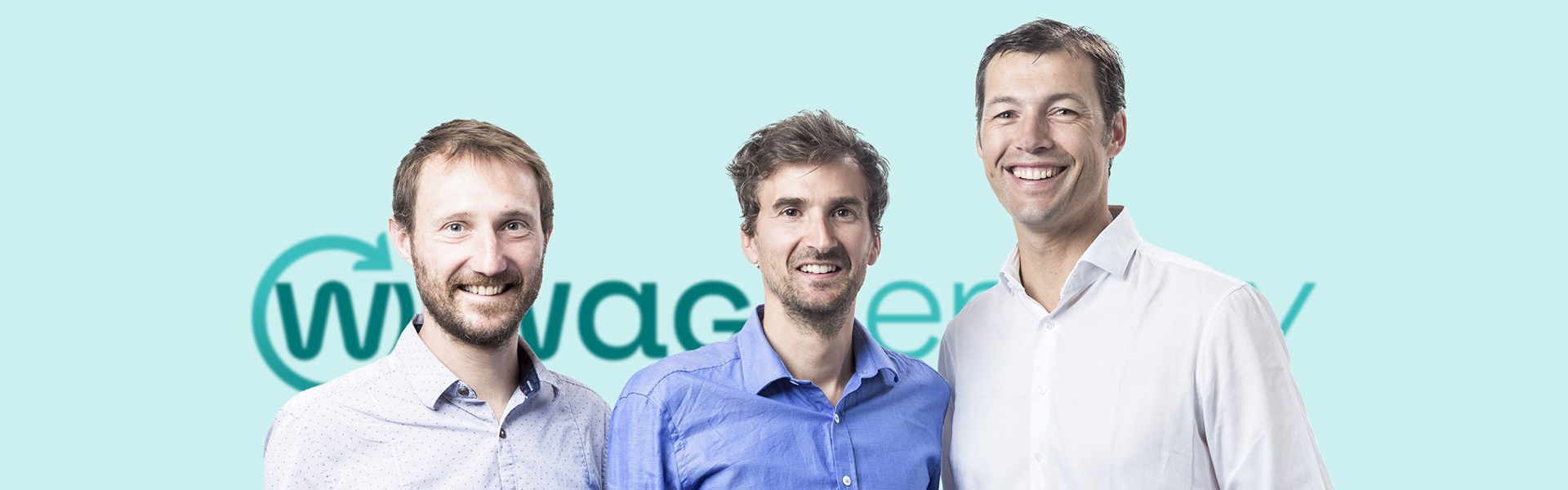 Photo des fondateurs de Waga Energy : Nicolas Paget, Guénaël Prince, Mathieu Lefebvre.